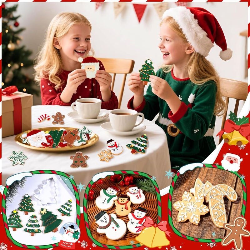 BakingWorld Christmas Cookie Cutters - 18 Pcs Holiday Cookie Cutter Set - Santa Face, Christmas Tree, Snowflake, Gingerbread Men, Snowman and Candy Cane Shapes Cookie Molds for Winter Holiday DIY Baking - Image 2